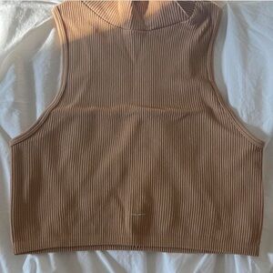 Ribbed Tan Sleeveless Top